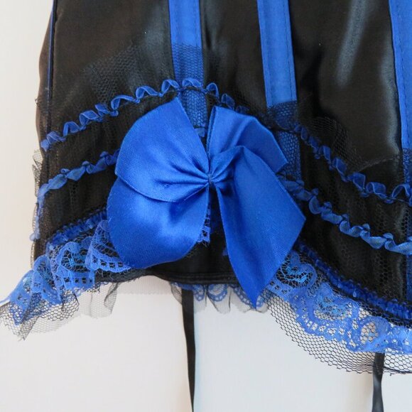 WHIMSIGOTH Goth Dark Fairy Goth Pirate Steampunk Lace Satin Boned Corset Size M - Picture 5 of 13